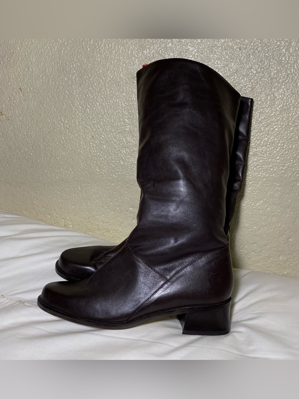 Markon Shelly Classic Women's Brown Leather Mid-Calf Heeled Boots